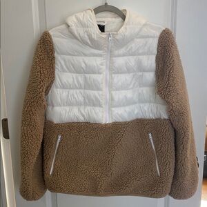 GAPFit 3/4 Zip White Puffer Fleece Jacket